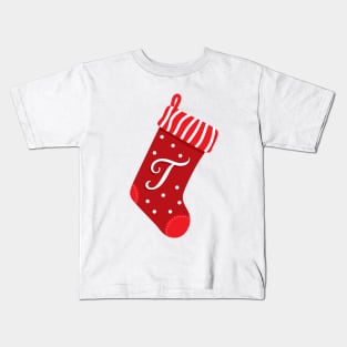Christmas Stocking with the Letter T Kids T-Shirt